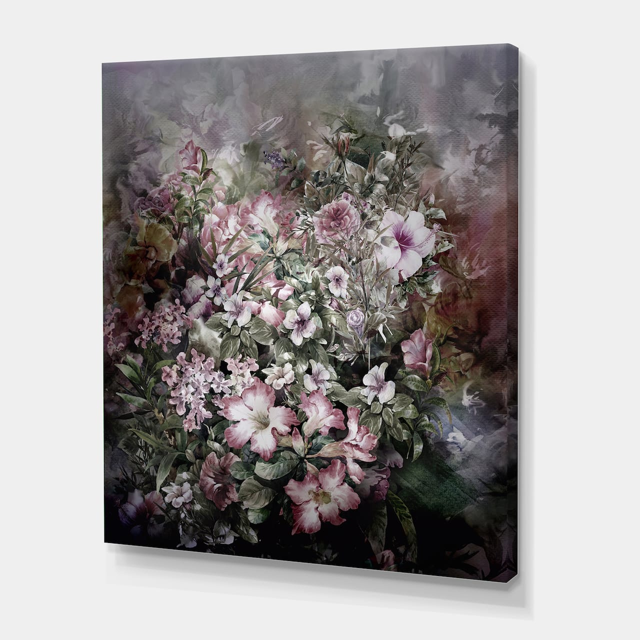 Designart - Retro Drawing of Flowers IV - Vintage Canvas Wall Art Print